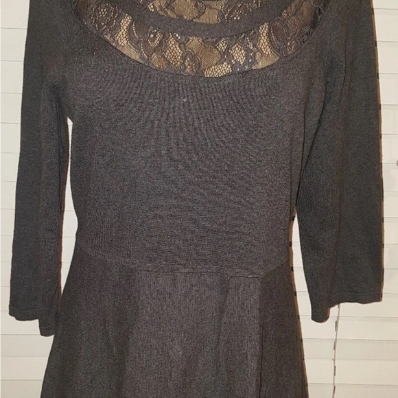 Vince Camuto fit and flare lace detail gray dress size Large cocktail party - Picture 1 of 5